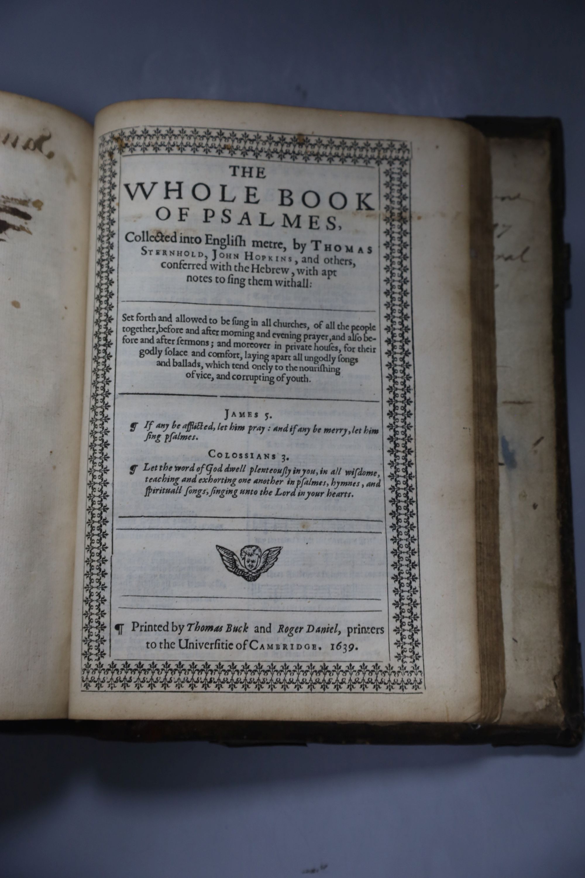 Bible in English - [Bible], qto, contemporary embossed calf, rebacked, black letter, double column, lacking general title and early pag